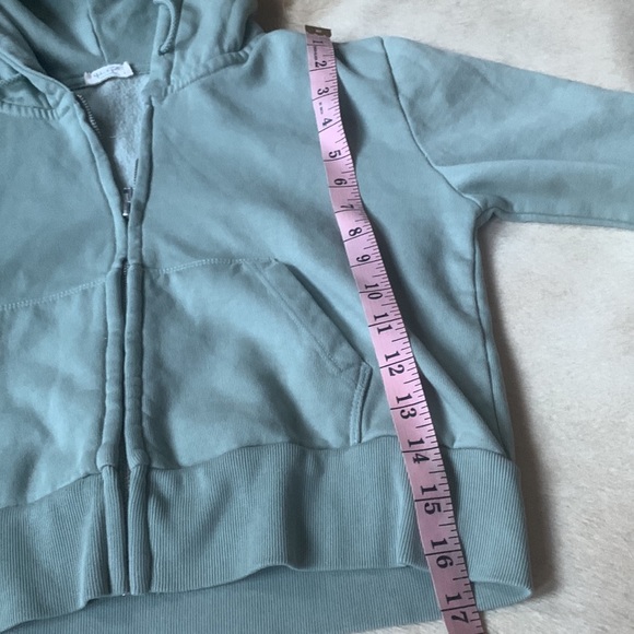 John Galt BRANDY MELVILLE “Crystal” Crop Sage Green Full ZIP Hoodie Sweatshirt - Picture 6 of 6